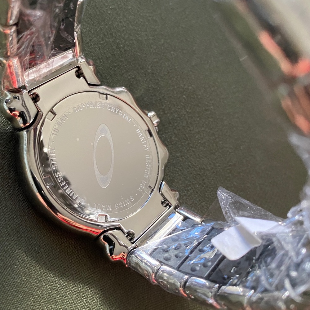 Oakley Judge Ii Dual Time Polish Stainless w/ Black Dial Watch